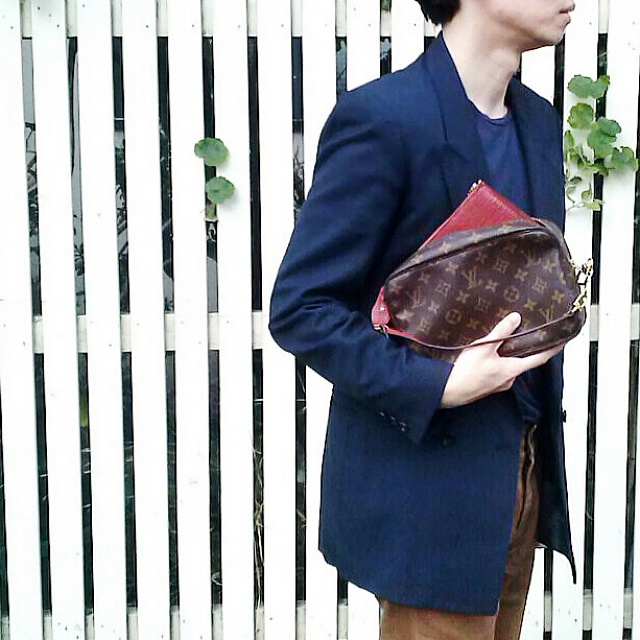 OOTD vintage menstyle with Louis Vuitton manbag clutch
